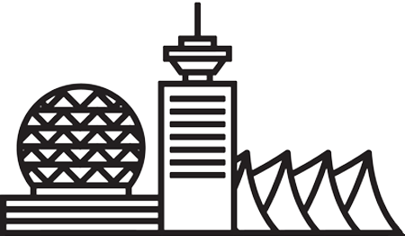 Aerial view of Metro Vancouver skyline with presale condo developments